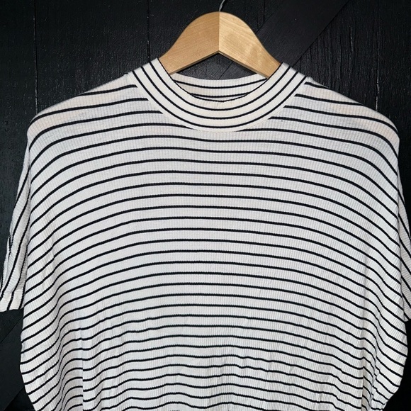 ASOS Just Female Nora Short Sleeve High Neck Ribbed Jersey Knit Minimalist Dress - Picture 6 of 15